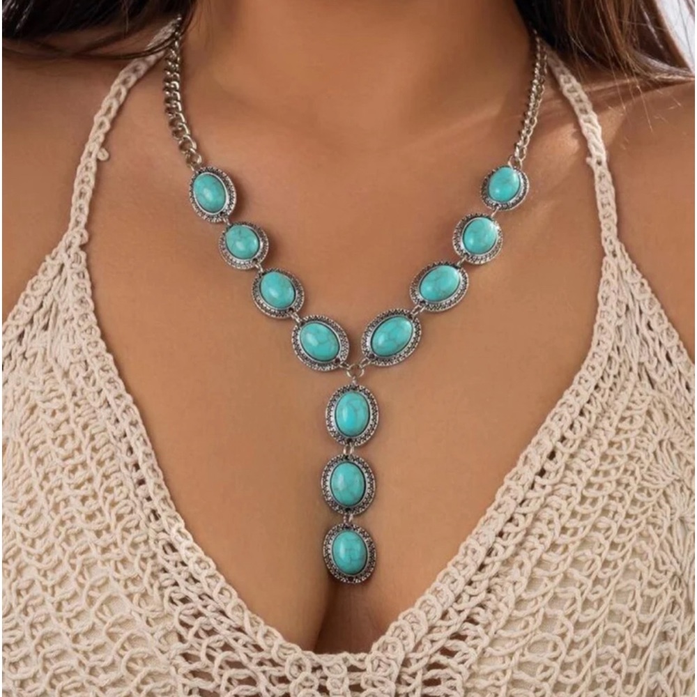 New Western Turquoise Bohemian Layered Necklace